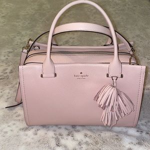 KATE SPADE Palmer Drive Maryam Large Leather Satchel in Rose Smoke Pink